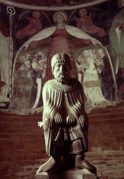 Janeiro, de um calendário estatuário do Laboratório dos Meses, c.1200 (pedra) de Benedetto Antelami