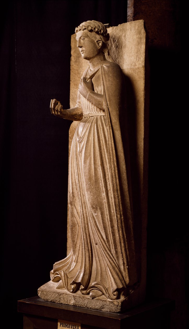 Primavera, escultura do Ciclo das Estações, de Benedict Antelami (1178-1233), Batistério de Parma, Emilia-Romagna, Itália de Benedetto Antelami