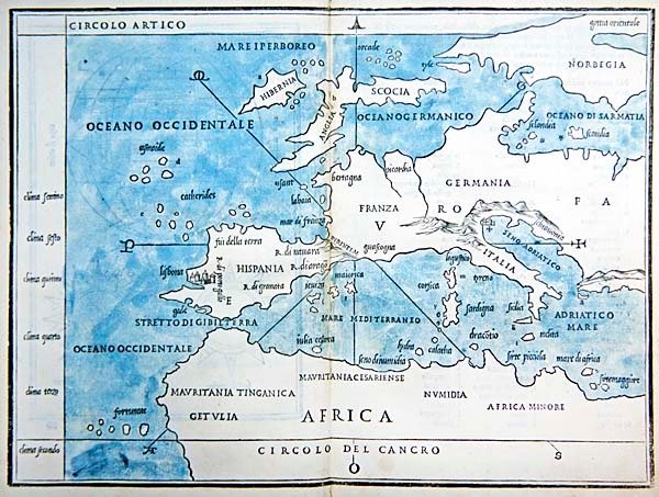 Mapa da Europa e do Norte de África de Benedetto Bordone