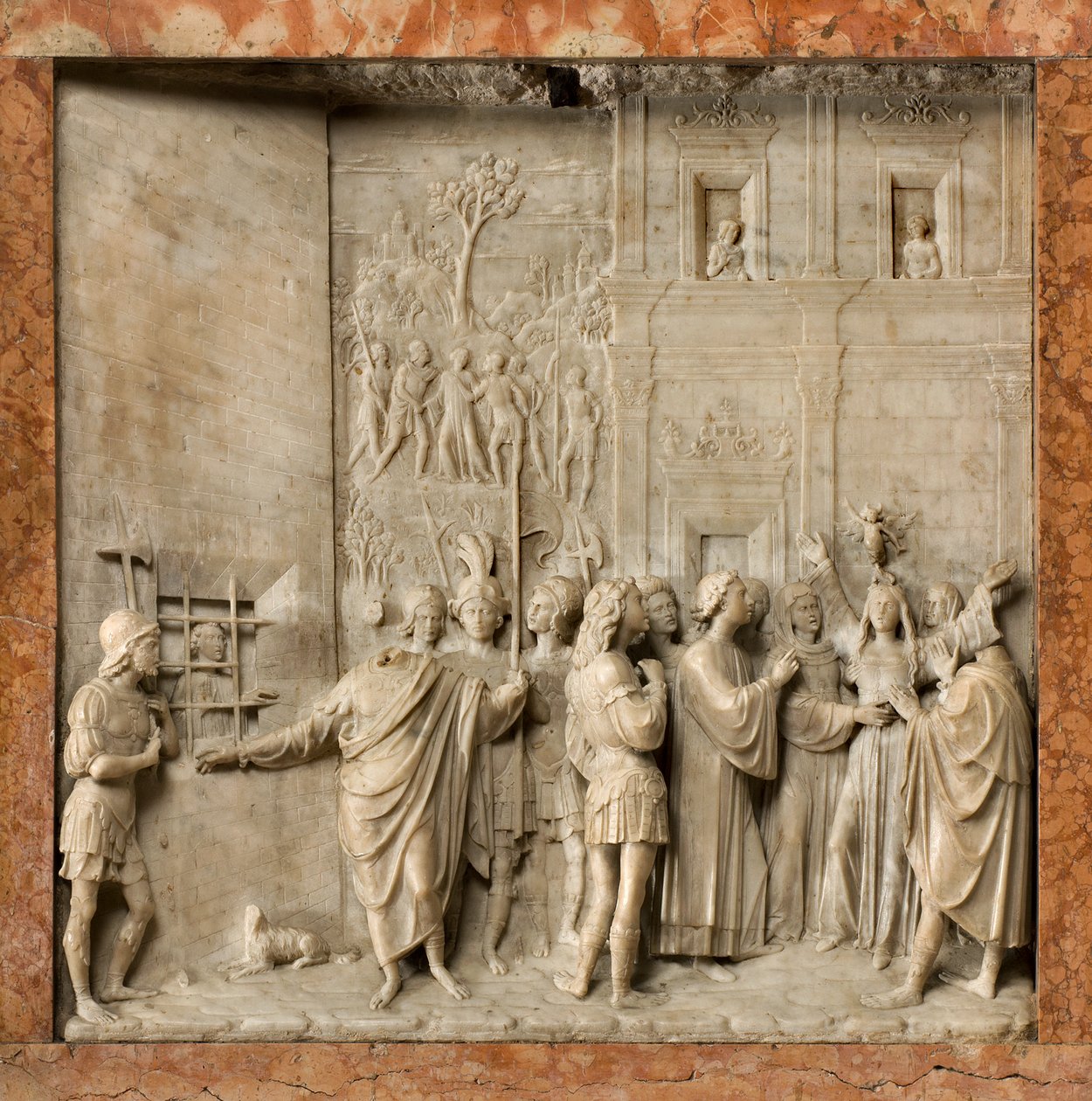 Cripta, Arca dos Santos Marcelino e Pedro Exorcista, Benedito Briosco 1506-08, São Pedro liberta Paulina do Demônio de Benedetto Briosco