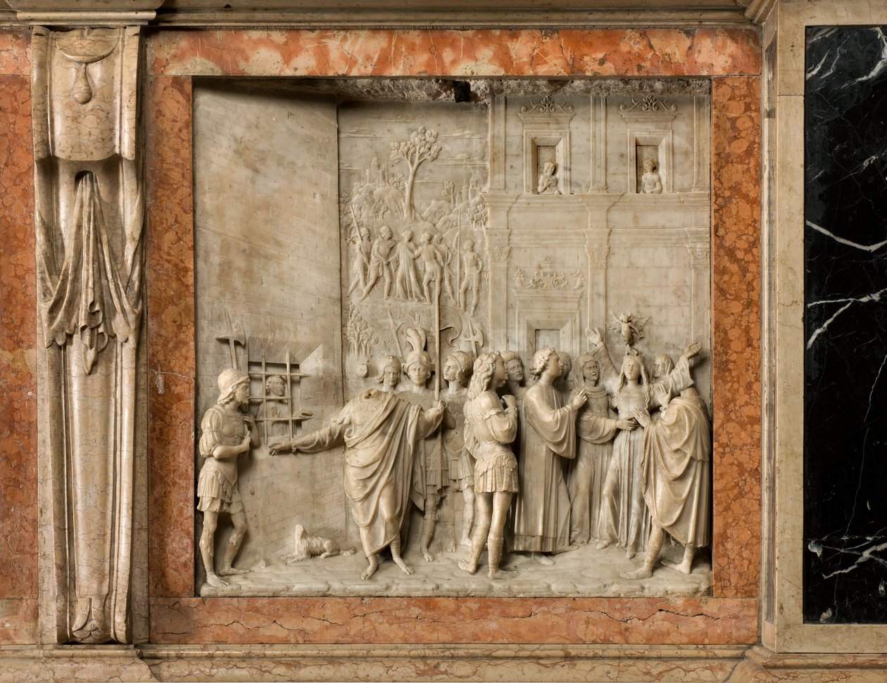 Cripta, Arca dos Santos Marcelino e Pedro Exorcista, Benedito Briosco 1506-08, São Pedro liberta Paulina do Demônio de Benedetto Briosco