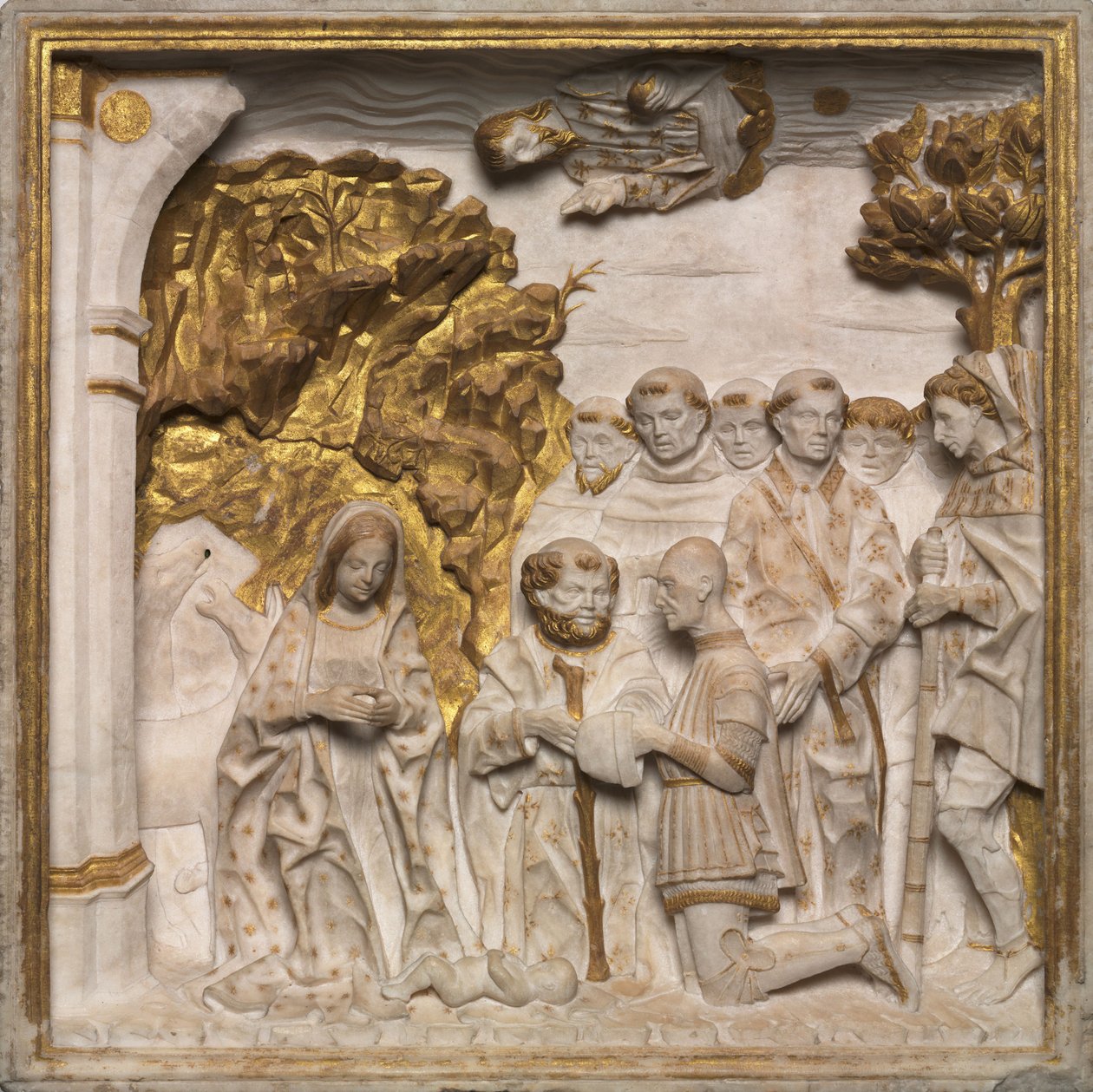 Pier Francesco Visconti, Corte de Saliceto, Adorando o Menino Jesus, c.1484 de Benedetto Briosco