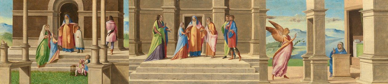 A Apresentação e o Casamento da Virgem e a Anunciação, 15201525. de Benedetto Diana