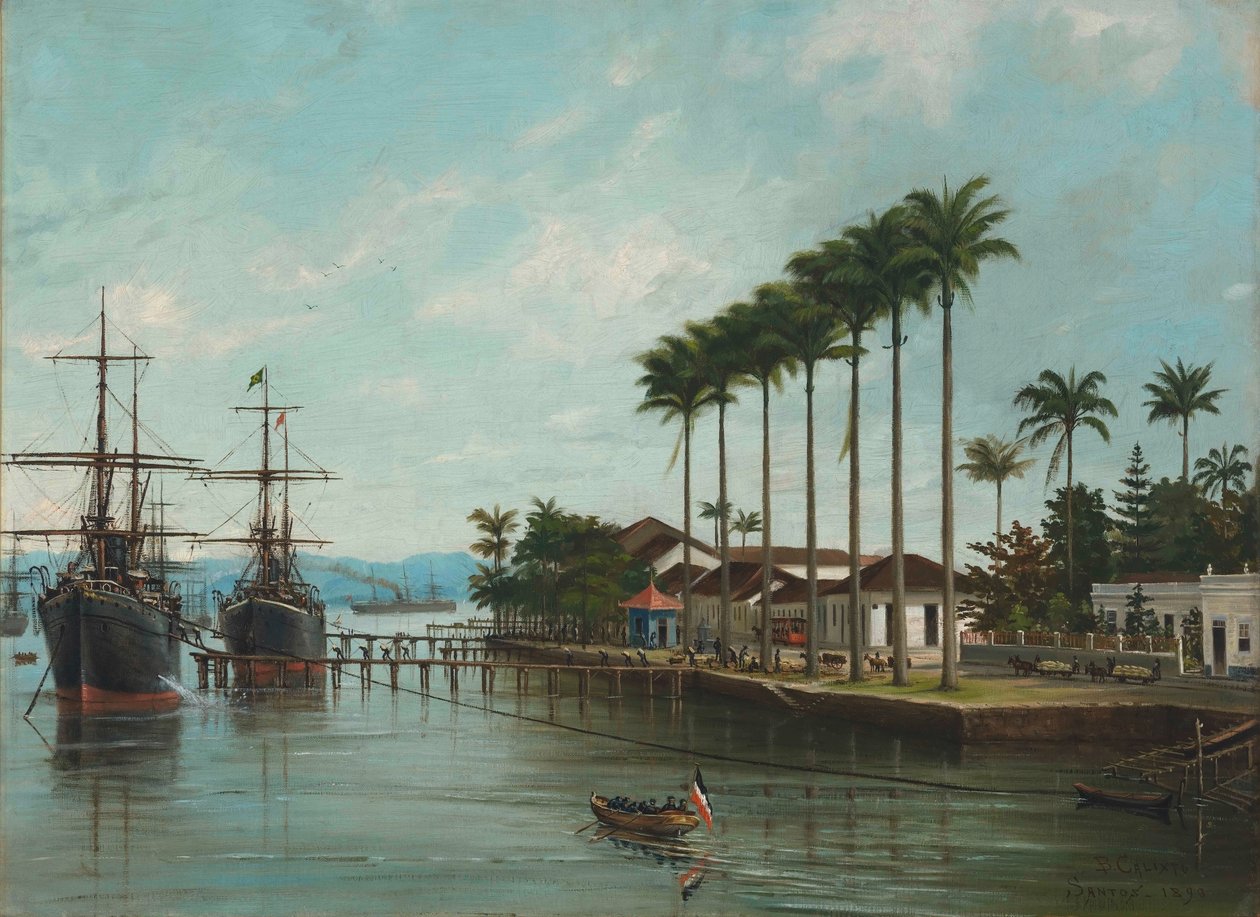 Benedito Calixto - Porto de Santos, SP (visto à direita), 1890 de Benedito Calixto