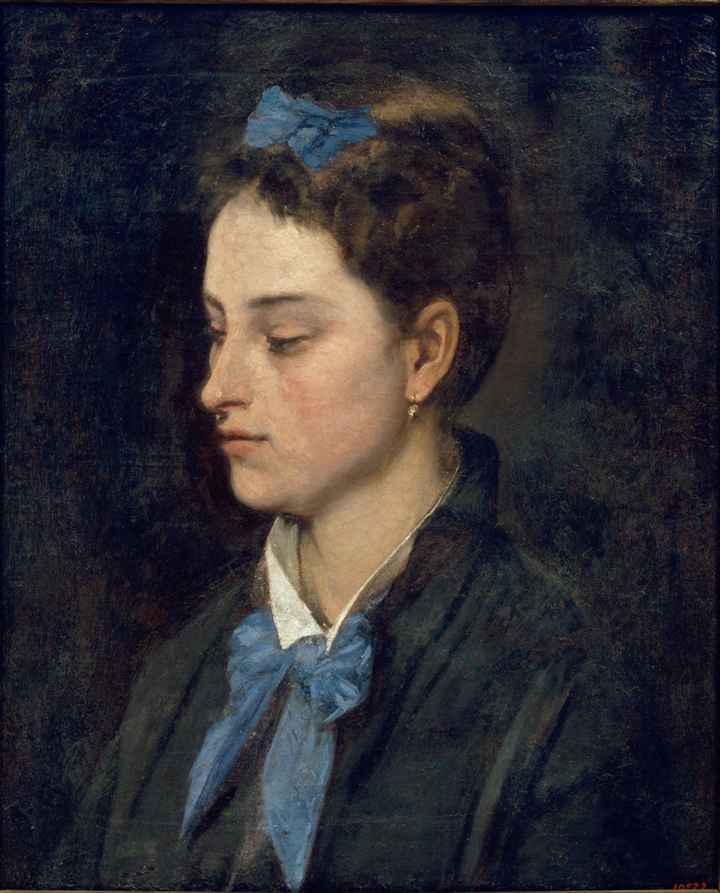Retrato, de, teresita, desgastar, azul, arcos de Benet Mercadé