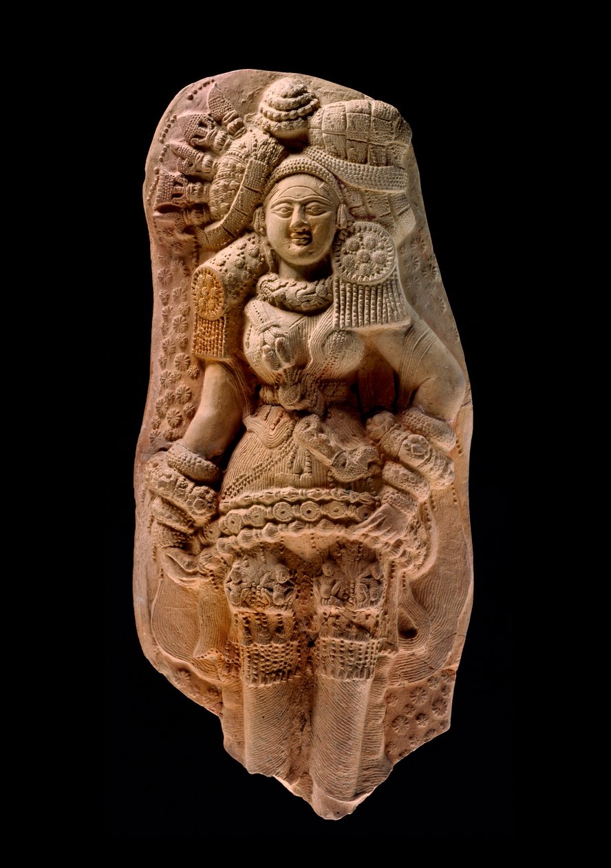 Placa moldada de um Yakshi, Tamluk, c.200 BC (terracota) de Bengali School