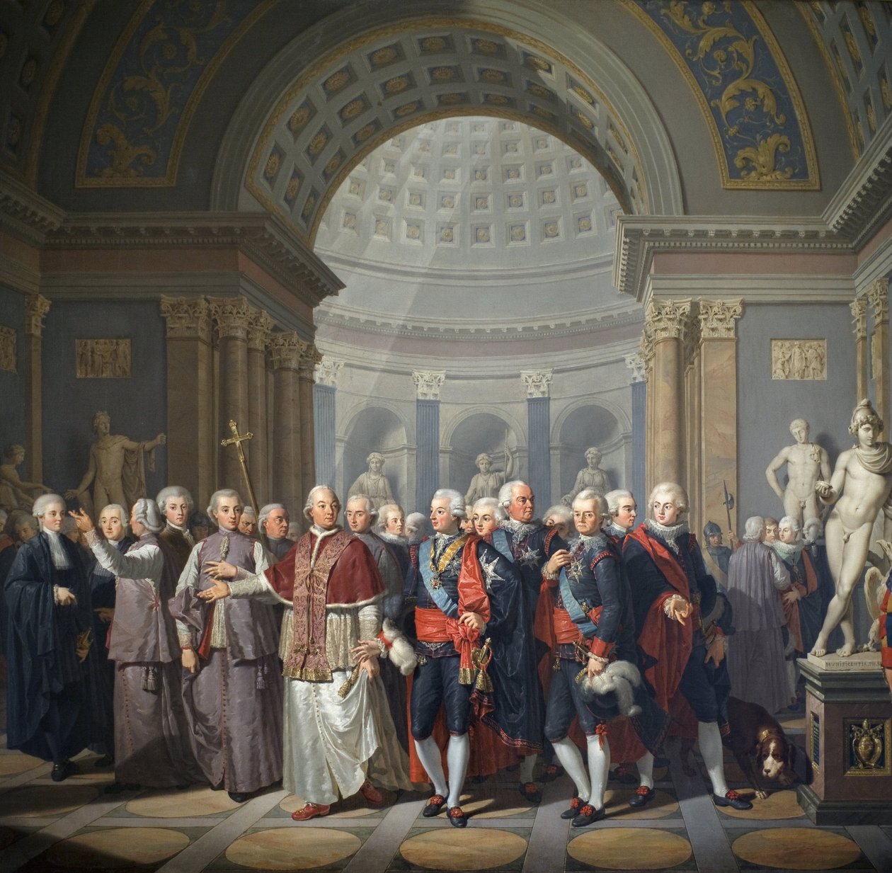 Gustave III da Suécia (1746-1792) com o Papa Pio VI (Gianangel, Conde Braschi de Benigne Gagneraux