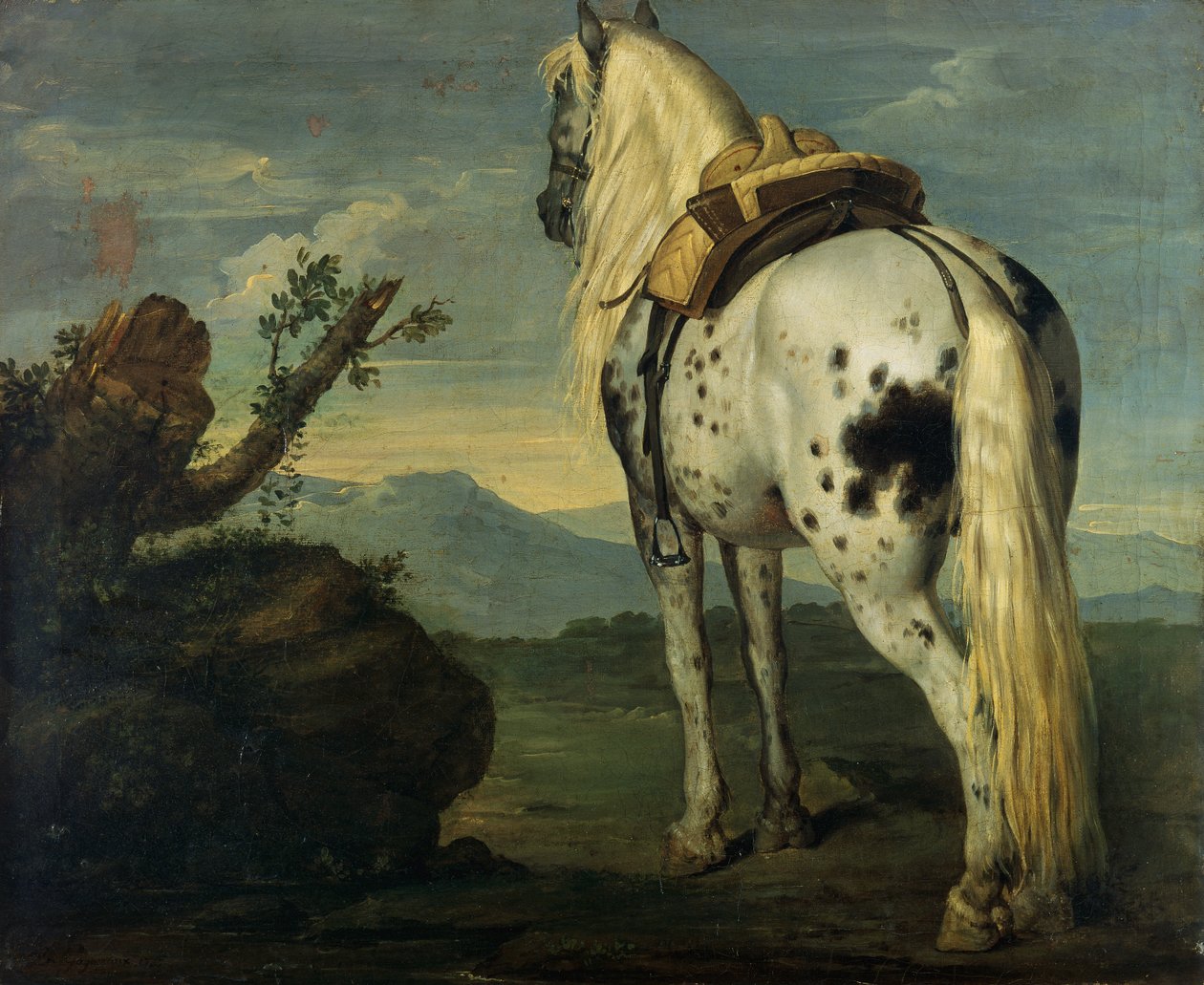 Um Cavalo Selle Français numa Paisagem de Benigne Gagnereaux
