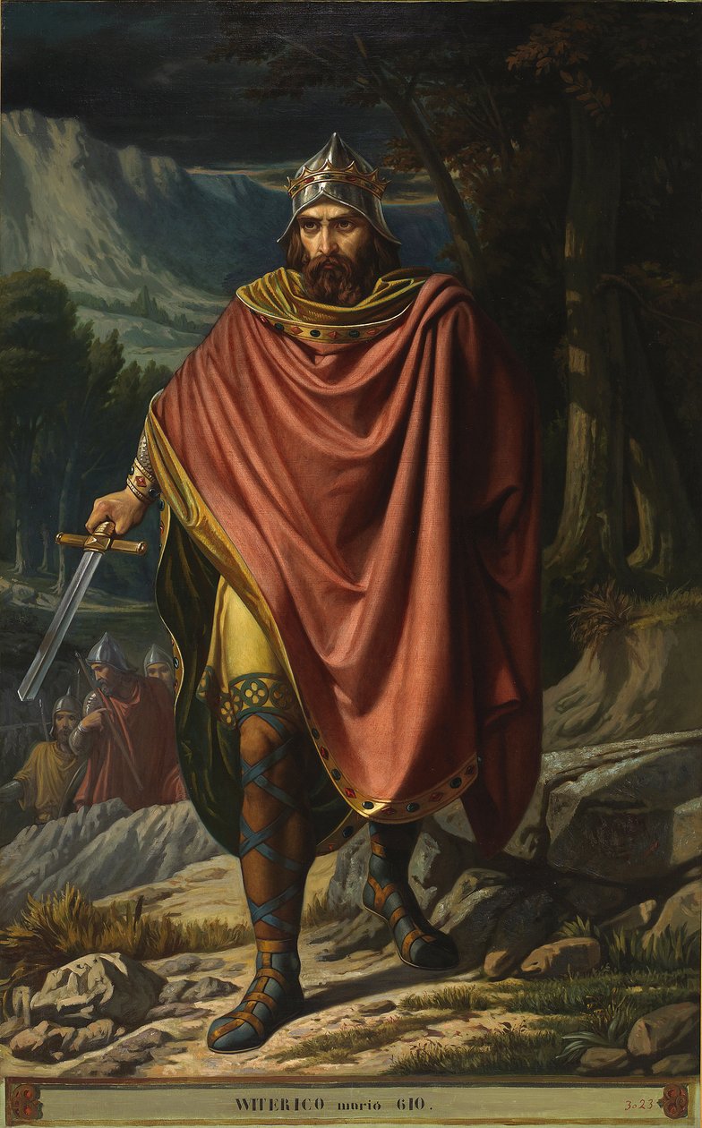 Retrato do rei visigodo de Hispania Witteric (Witerico ou Viterico) (reinado de 603 a 610) - Pintura de Benito Soriano Murillo (1827-1891) Palacio de las Cortes Madrid de Benito Soriano Murillo