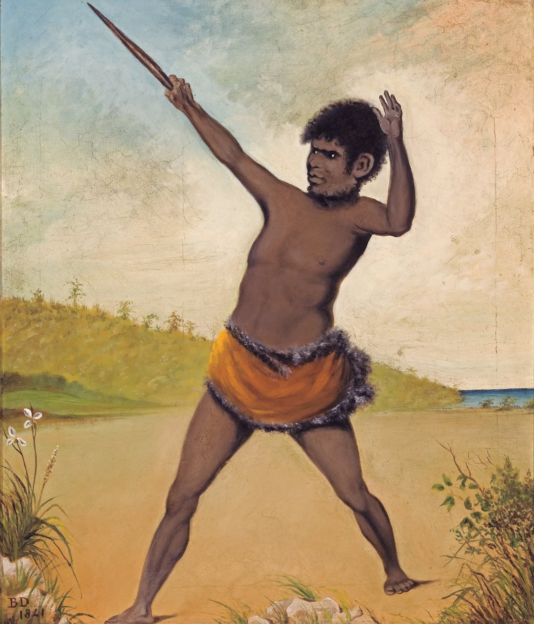 Jack, um aborígene da Tasmânia, segurando um clube de Benjamin Duterrau