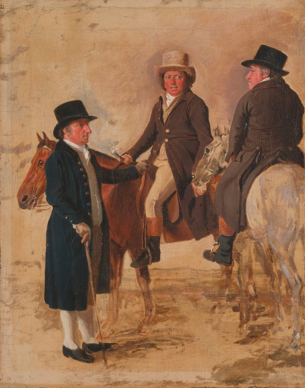 John Hilton, juiz do curso em Newmarket; John Fuller, funcionário do curso; e John Stevens, um ... de Benjamin Marshall