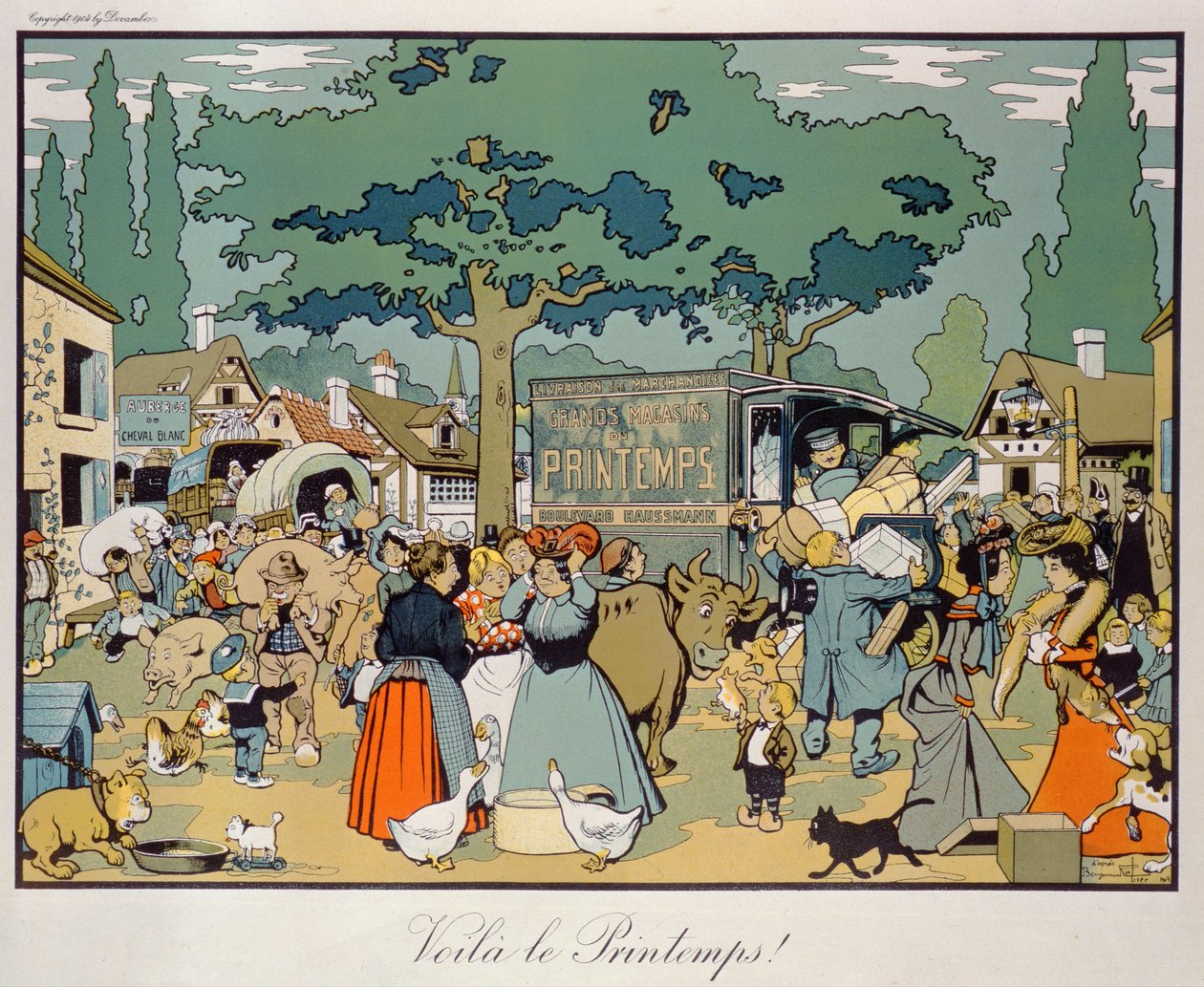 Cartaz de publicidade &39;The Spring&39; serviço de entrega, 1904 de Benjamin Rabier