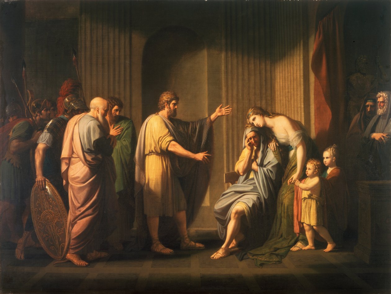 Cleombroto é condenado ao exílio por Leonidas II, rei de Esparta de Benjamin West