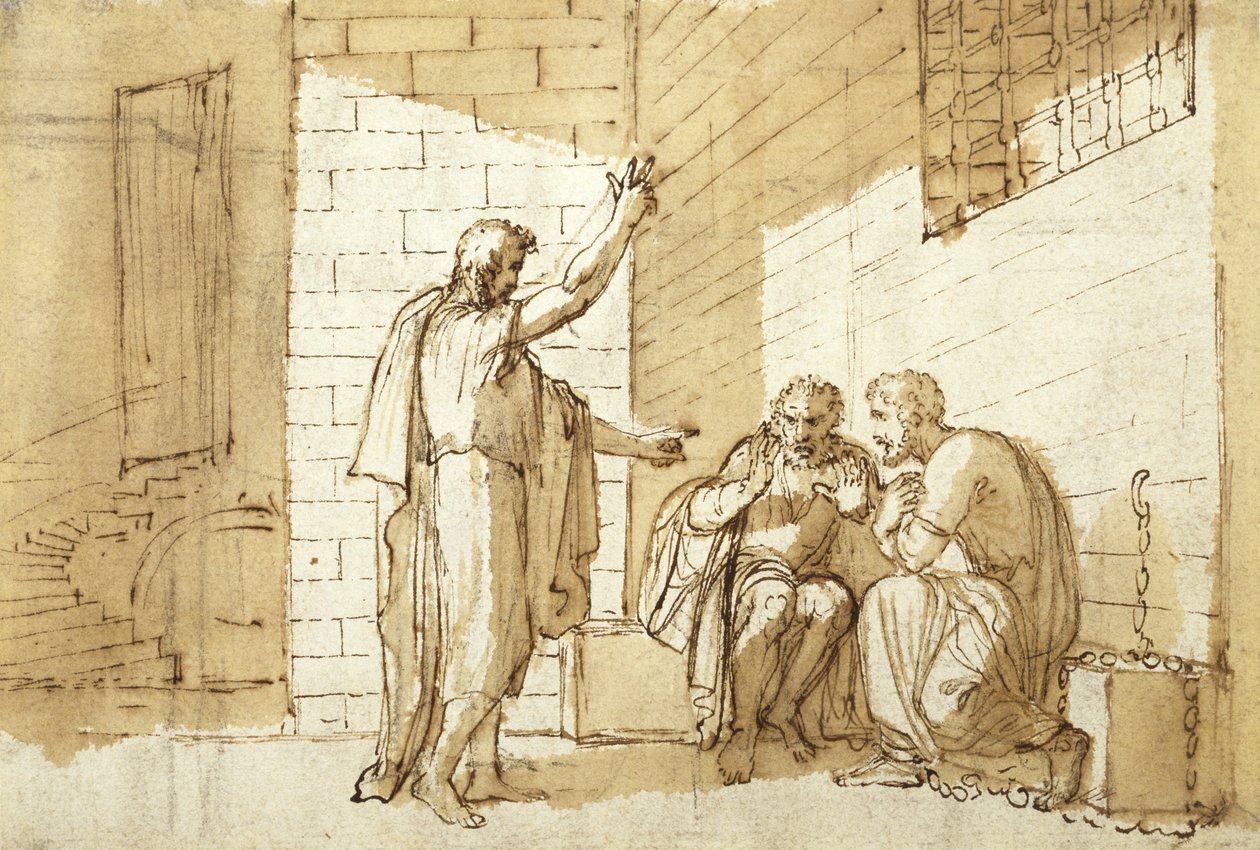 Conversão de Onesimus, c. 1780 (caneta, tinta e sépia são lavados no papel) de Benjamin West