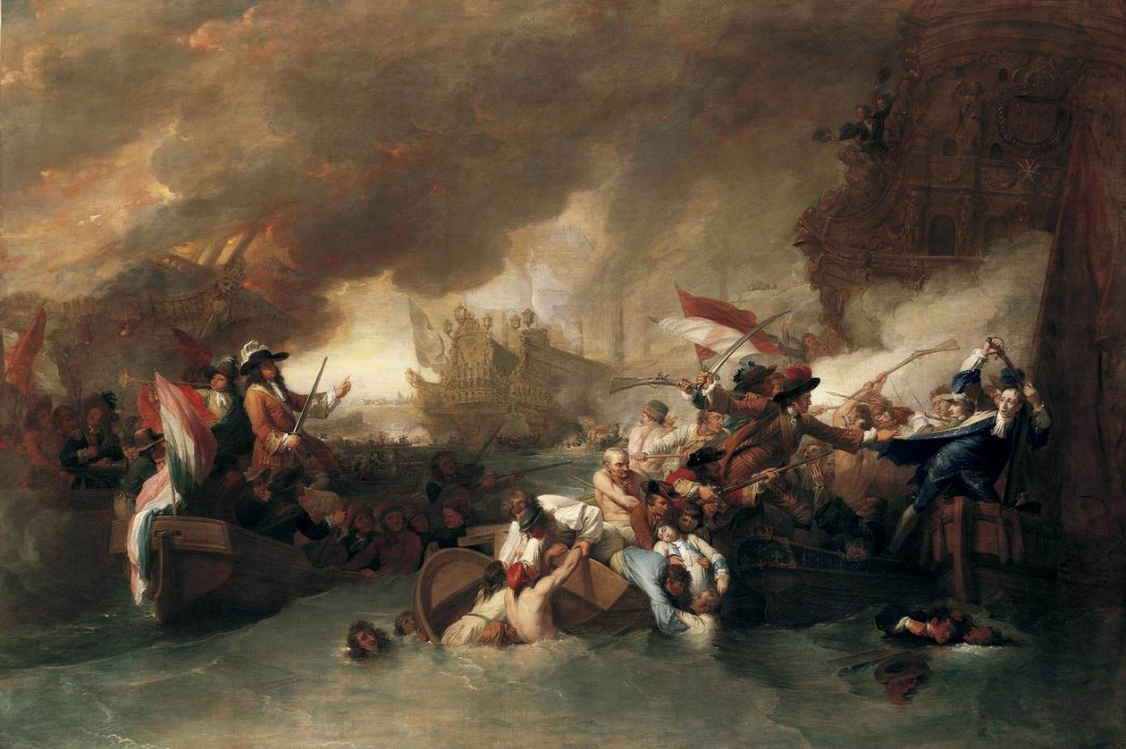 Inglês: A Batalha de La Hogue de Benjamin West