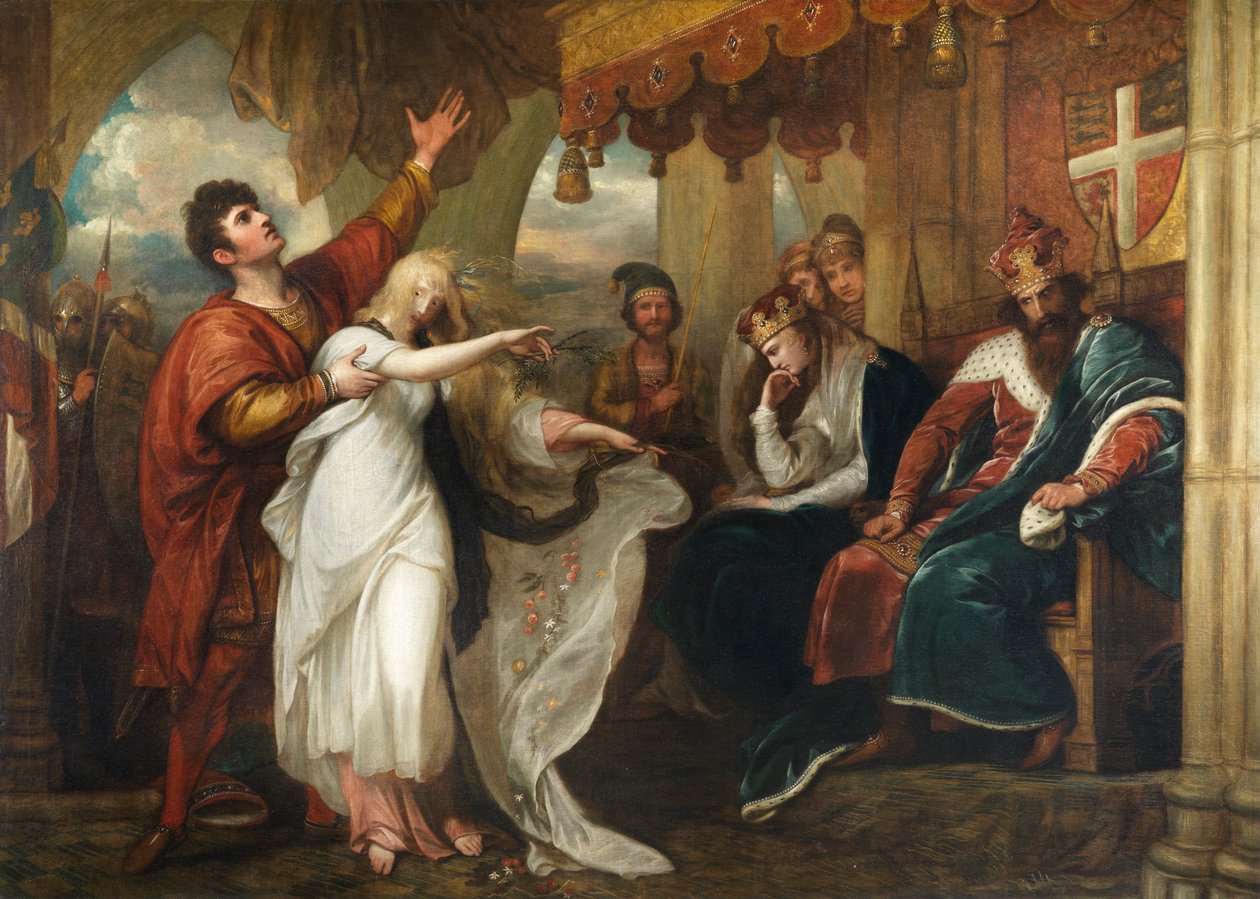 Hamlet - Ato IV, Cena V (Ofélia Antes do Rei e da Rainha) de Benjamin West