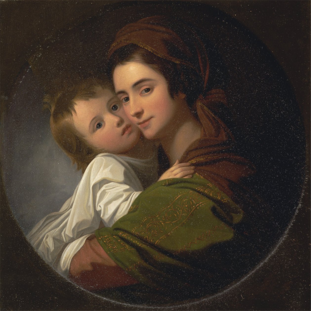 Os artistas esposa Elizabeth e seu filho Raphael de Benjamin West