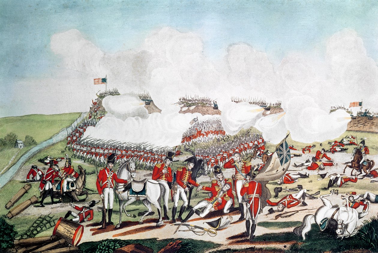 A Batalha de Nova Orleans e a Morte do Major-General Packenham, em 8 de janeiro de 1815, gravada por Joseph Yeager (c.1792-1859), publicada em 1817 (gravura colorida à mão) de Benjamin West