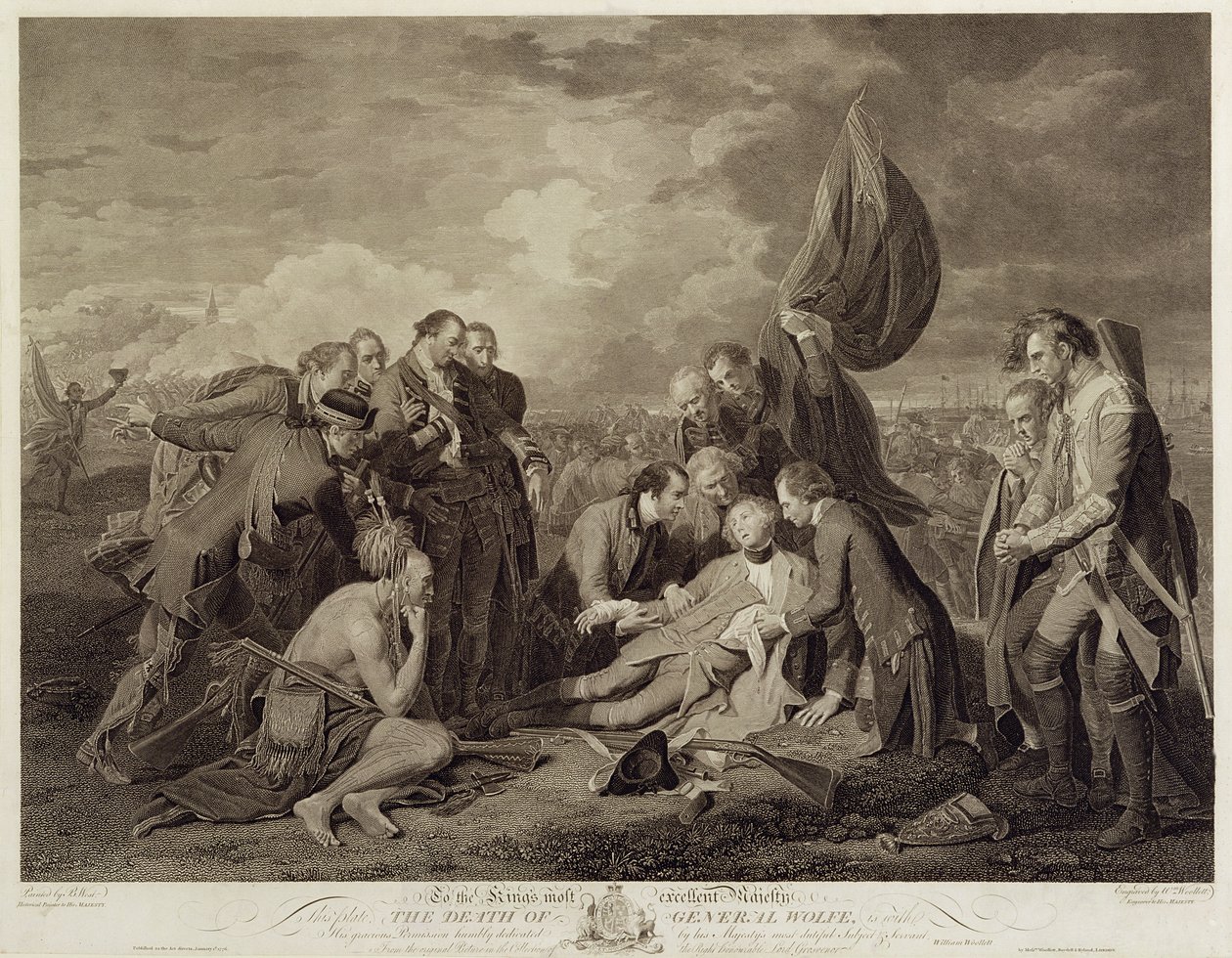A morte do general Wolfe (1727-1759), gravada por William Woollett (1735-85) c.1776 de Benjamin West