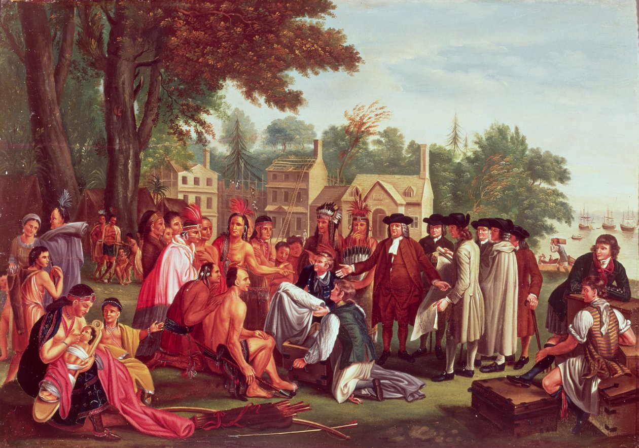 Tratado de William Penn com os índios em 1683 de Benjamin West