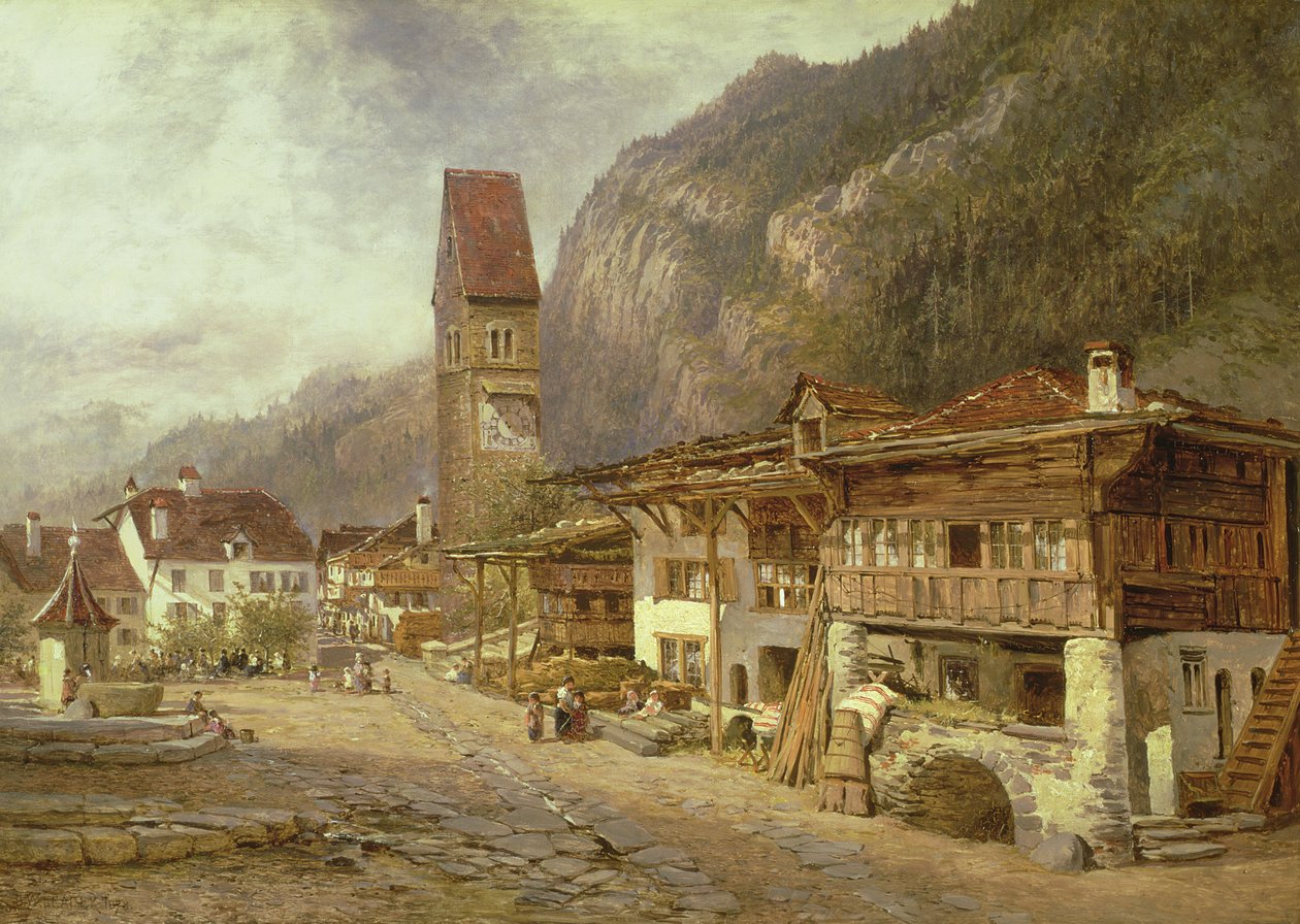 Unterseen, Interlaken: Outono na Suíça, 1878 de Benjamin Williams Leader