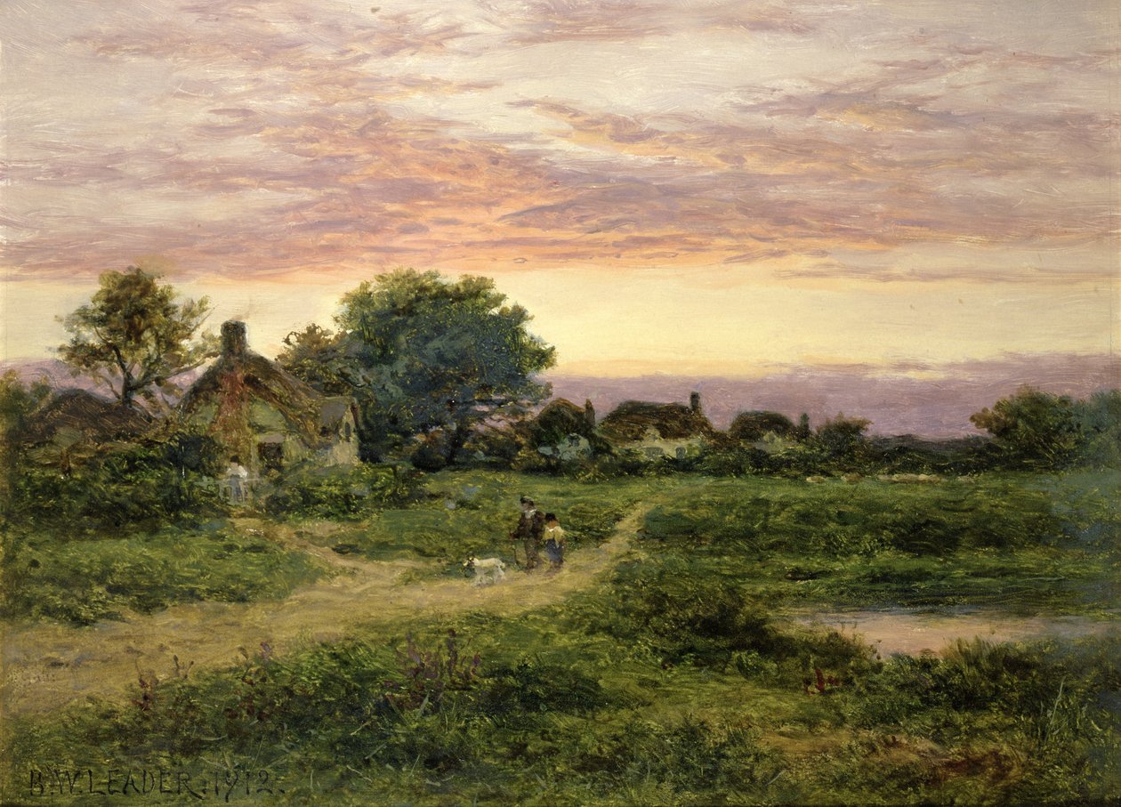 Worcestershire Cottages, 1912 (óleo) de Benjamin Williams Leader