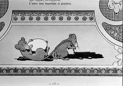 os dois ratos, raposas e ovos. (gravura, século XX) de Benjamin (after) Rabier