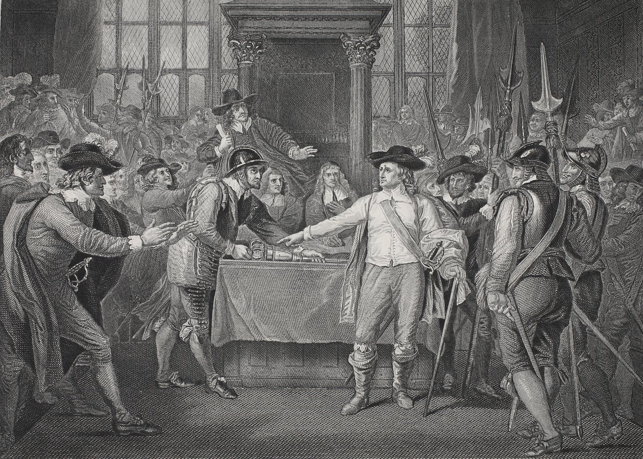 Oliver Cromwell a dissolver o Parlamento Longo de Benjamin (after) West