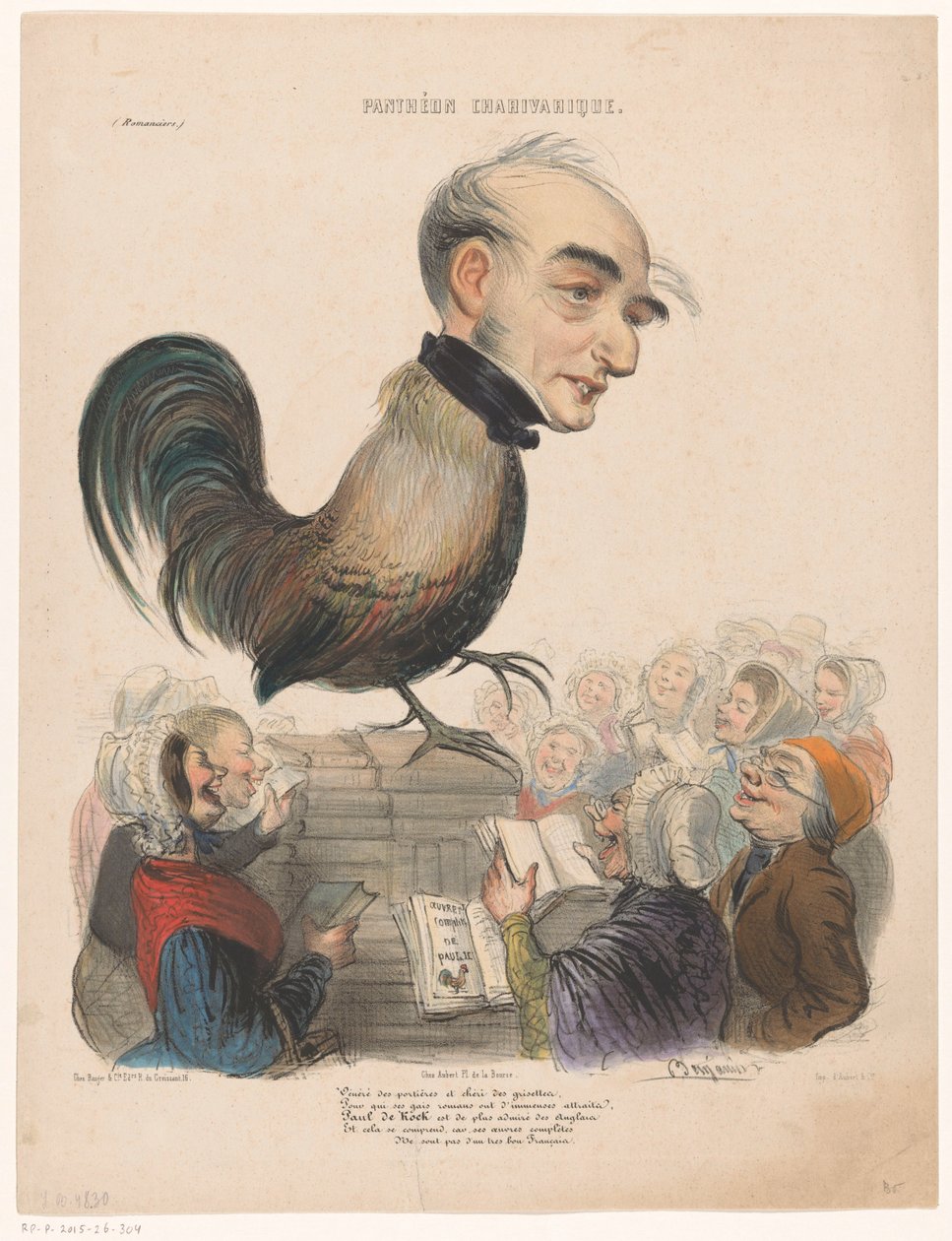 Caricatura de Paul de Kock Caricaturas de famosos de Le Charivari (título da série) Panthéon Charivarique (título da série no objeto) de Benjamin
