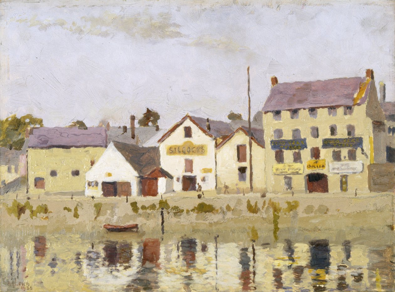 Cais de Carmarthen (óleo sobre cartão) de Benjamin Archibald Lewis