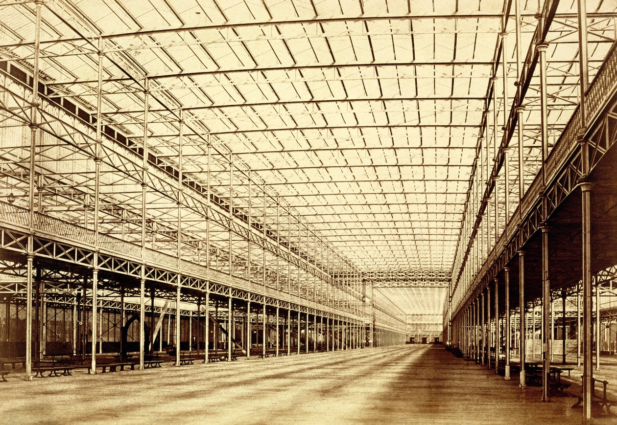 The Nave no Crystal Palace, Hyde Park, em março de 1852 (albumen print from calotype negative) de Benjamin Brecknell Turner