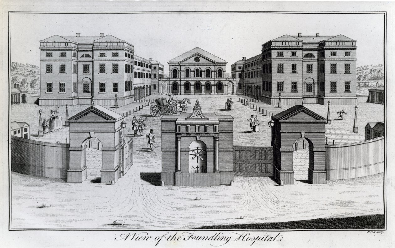 Uma vista do Hospital Foundling, 1756 de Benjamin Cole