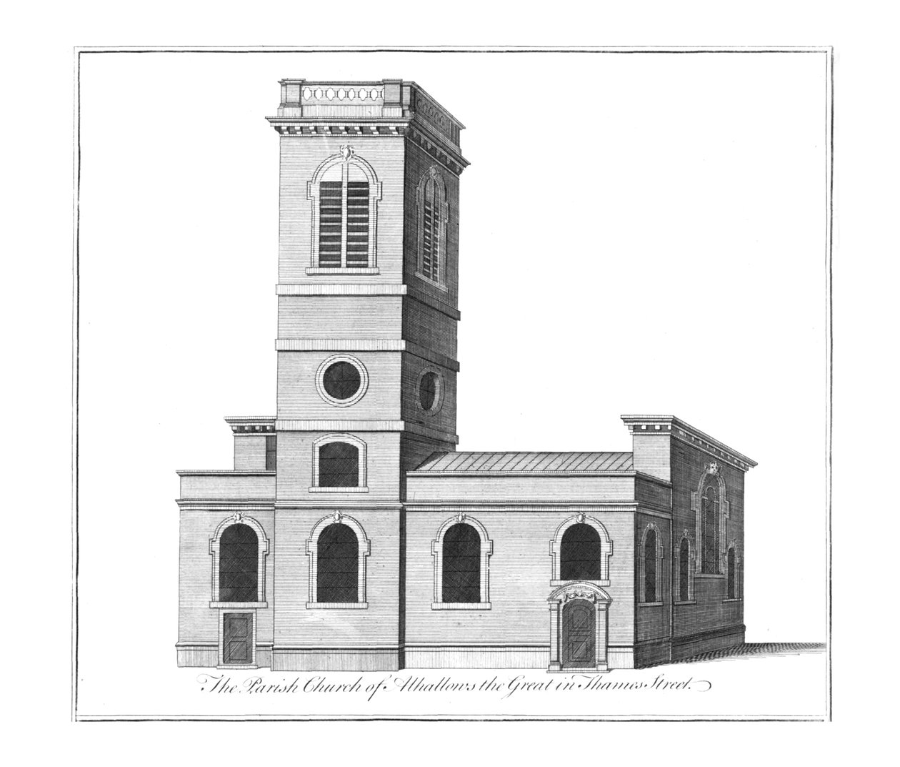A Igreja Paroquial de Alhallows, a Grande, na Tamisa Street., C1772 de Benjamin Cole