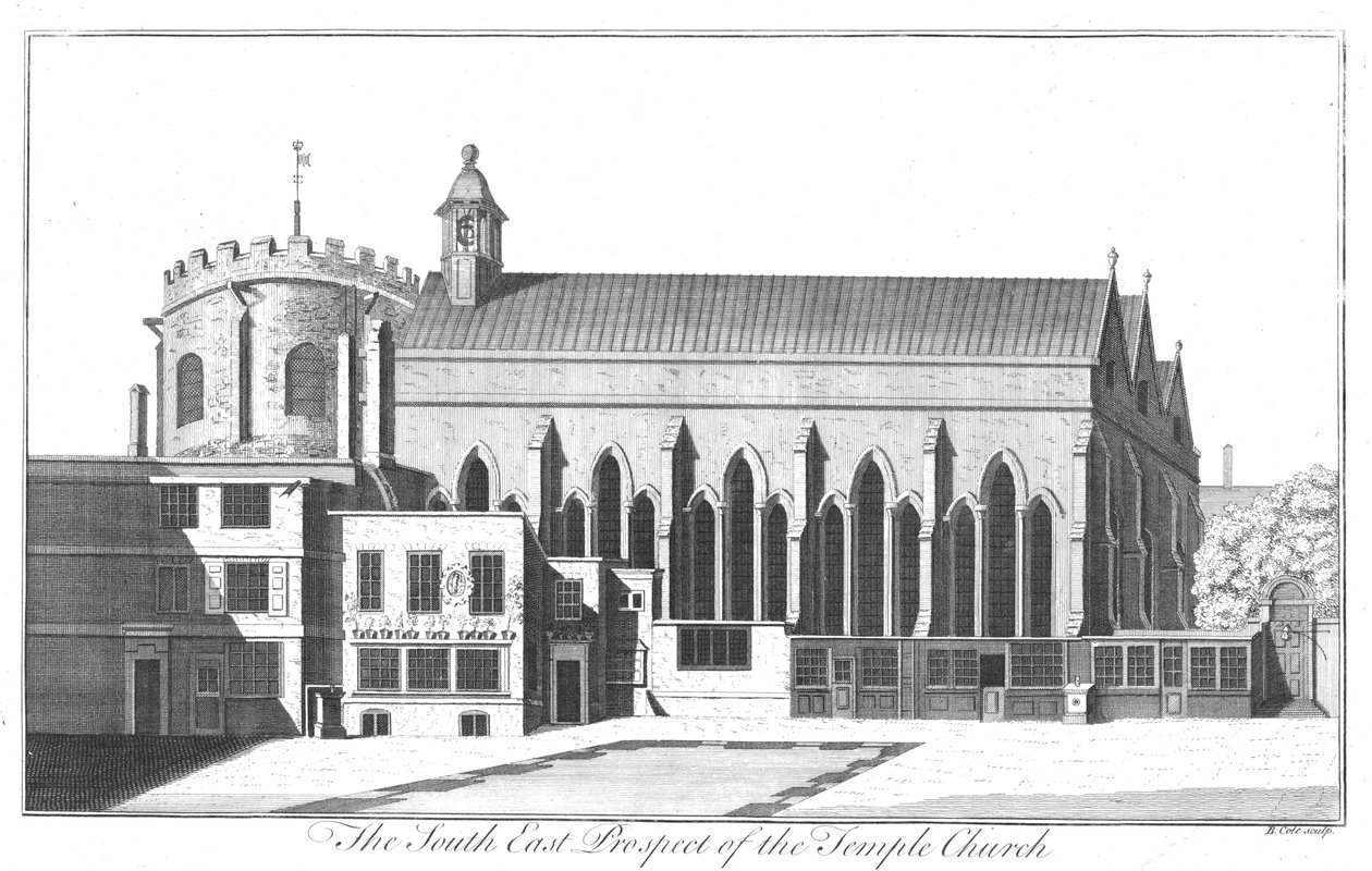 A perspectiva do sudeste da igreja do templo, c1737 de Benjamin Cole
