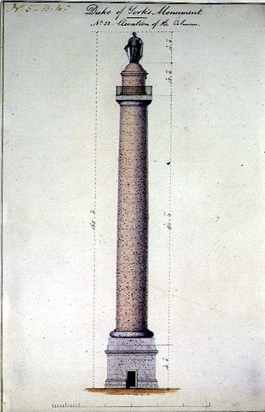 Elevação do Monumento do Duque de York, Carlton Gardens, Londres de Benjamin Dean Wyatt