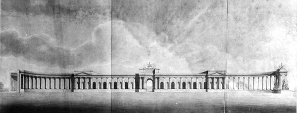 Perspectiva dos Gabinetes vista da Grande Corte de Benjamin Dean Wyatt