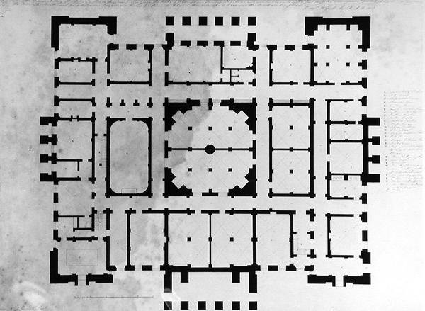 Planta do piso do porão de uma casa de Benjamin Dean Wyatt