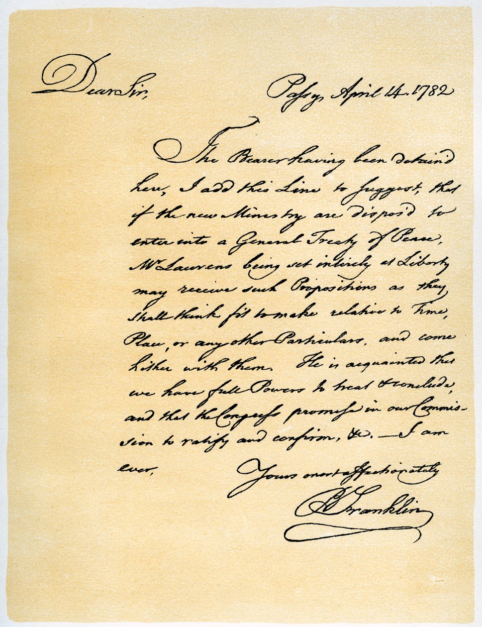 Carta de Benjamin Franklin a David Hartley MP, 14 de abril de 1782. de Benjamin Franklin