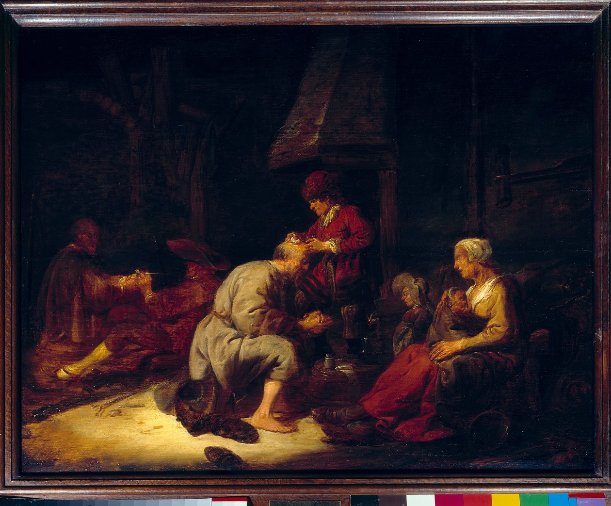 Na operação, um cirurgião lupa operando um de seus pacientes na cabeça. Pintura de Benjamin Gerritsz Cuyp de Benjamin Gerritsz. Cuyp