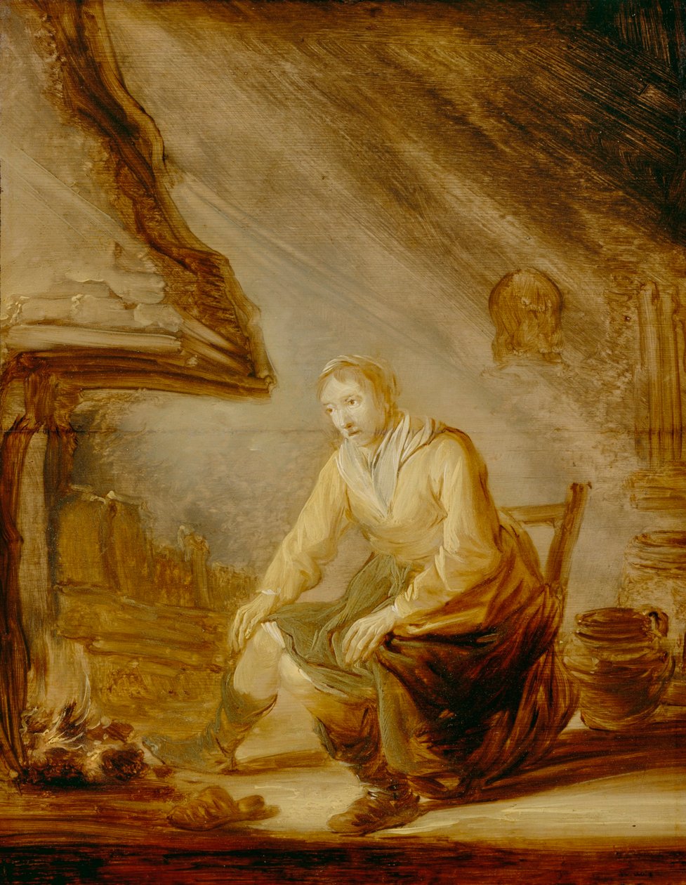 Mulher perante um incêndio de Benjamin Gerritsz Cuyp