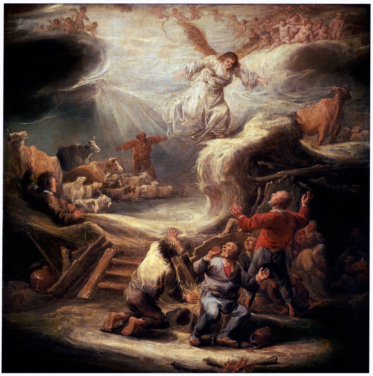 A Anunciação aos Pastores, século XVII. de Benjamin Gerritz Cuyp