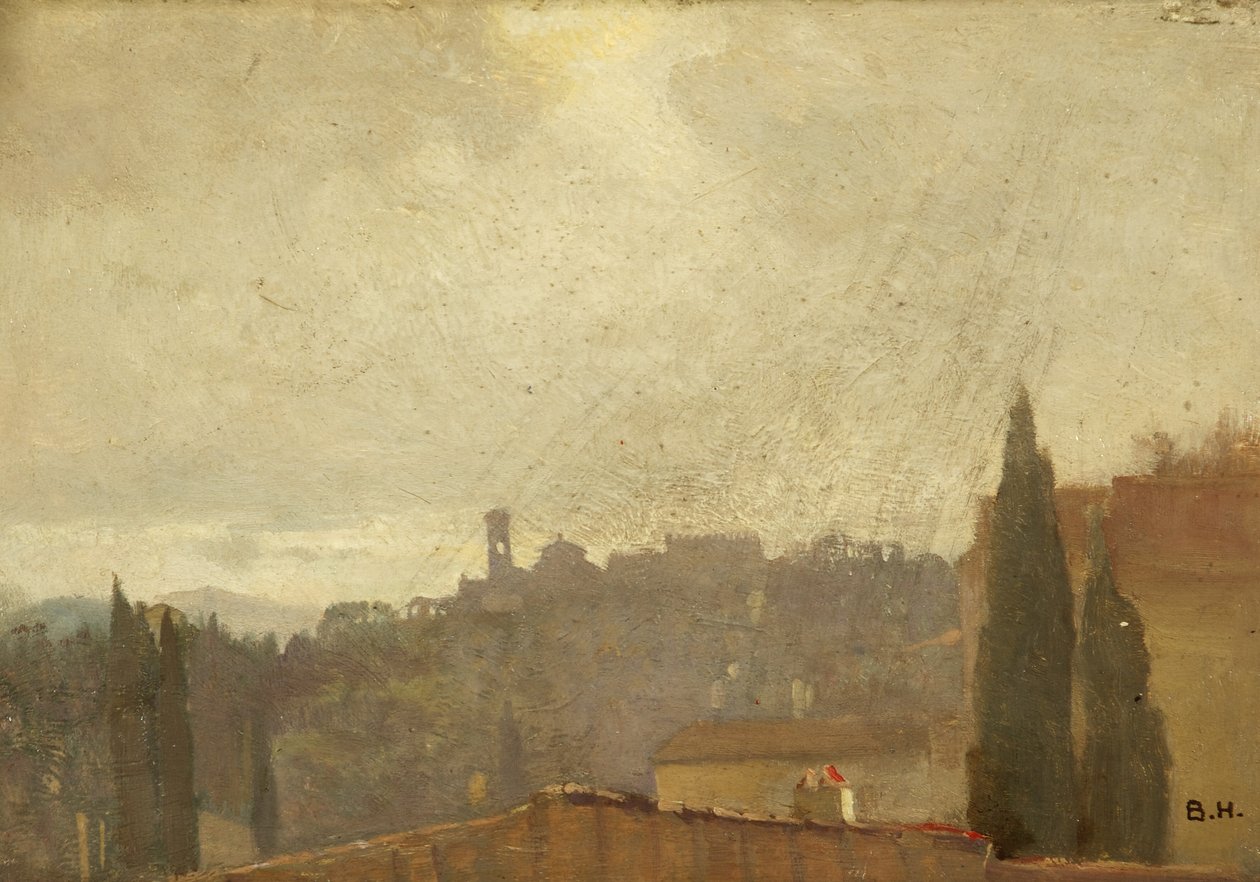 San Miniato, Florença (óleo sobre painel) de Benjamin Haughton