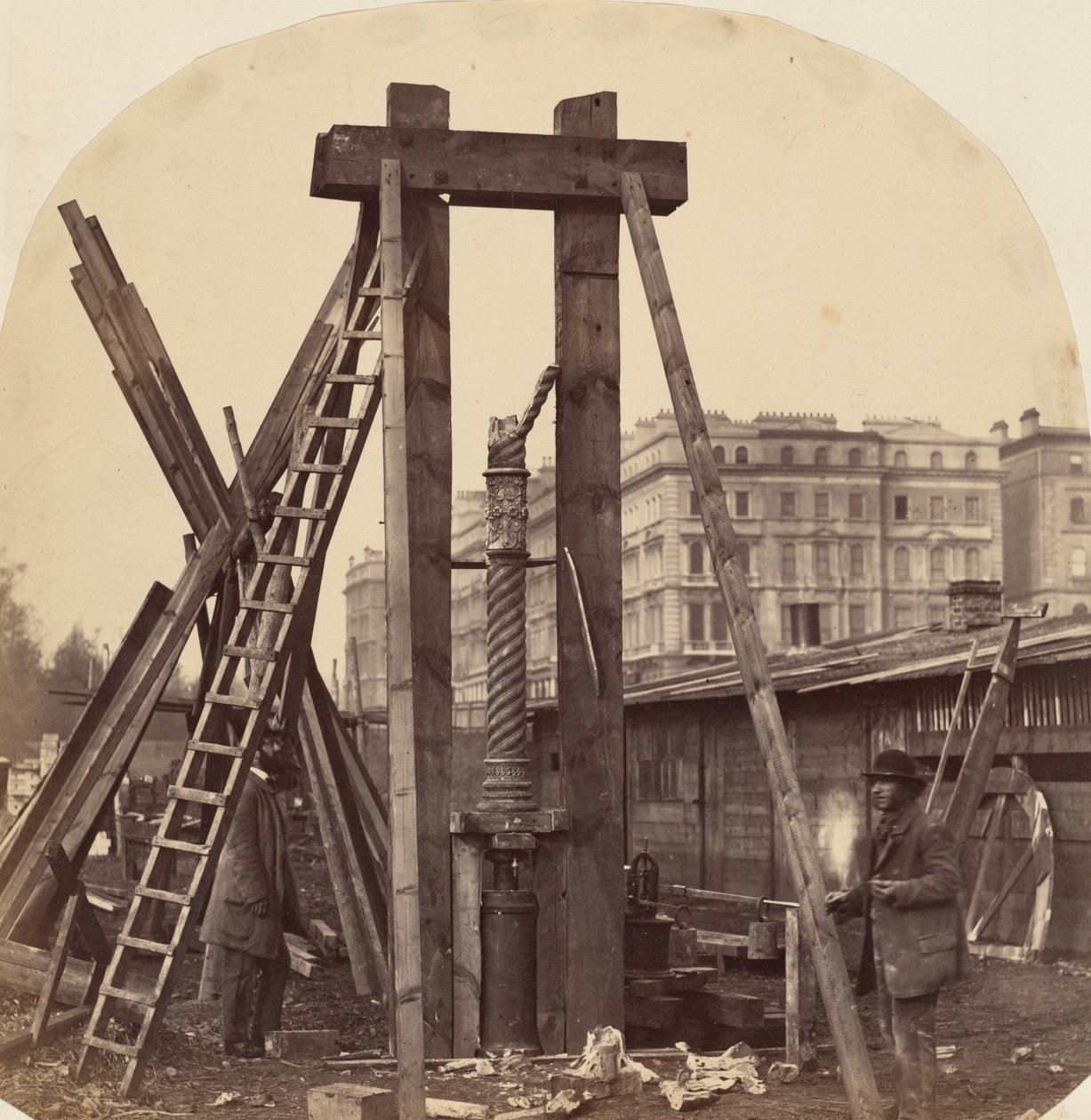 Construção da Exposição Internacional de 1862 em South Kensington,1862 (foto) de Benjamin L. Spackman