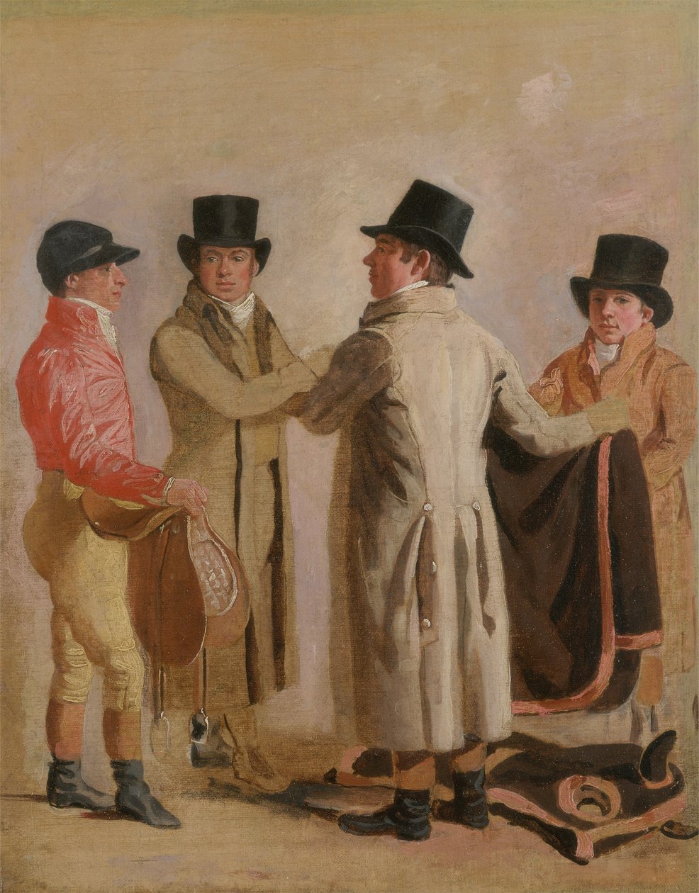 Frank Buckle, John Wastel, Robert Robson e um Stable Lad (óleo sobre tela) de Benjamin Marshall