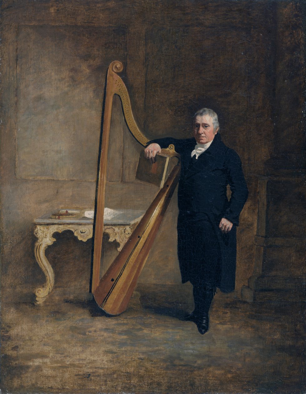 Harpista da família Corbet de Griffith Owen, c.1812 (óleo sobre tela) de Benjamin Marshall