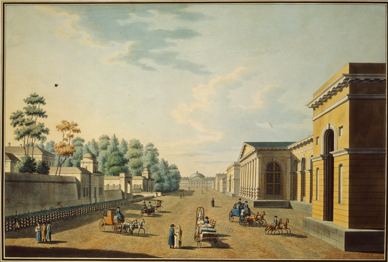 O quartel da Guarda Chevalier, visto do Jardim Tauride, de 1800 de Benjamin Paterssen