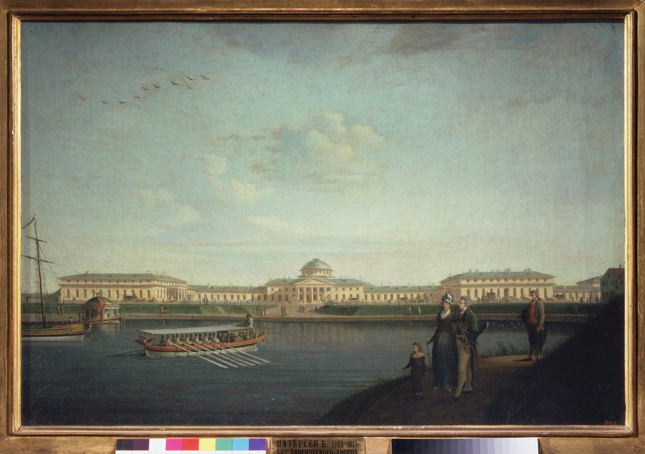O Palácio Tauride visto do Neva (São Petersburgo). Pintura de Benjamin Paterssen (1748-1815), óleo sobre tela de Benjamin Patersson