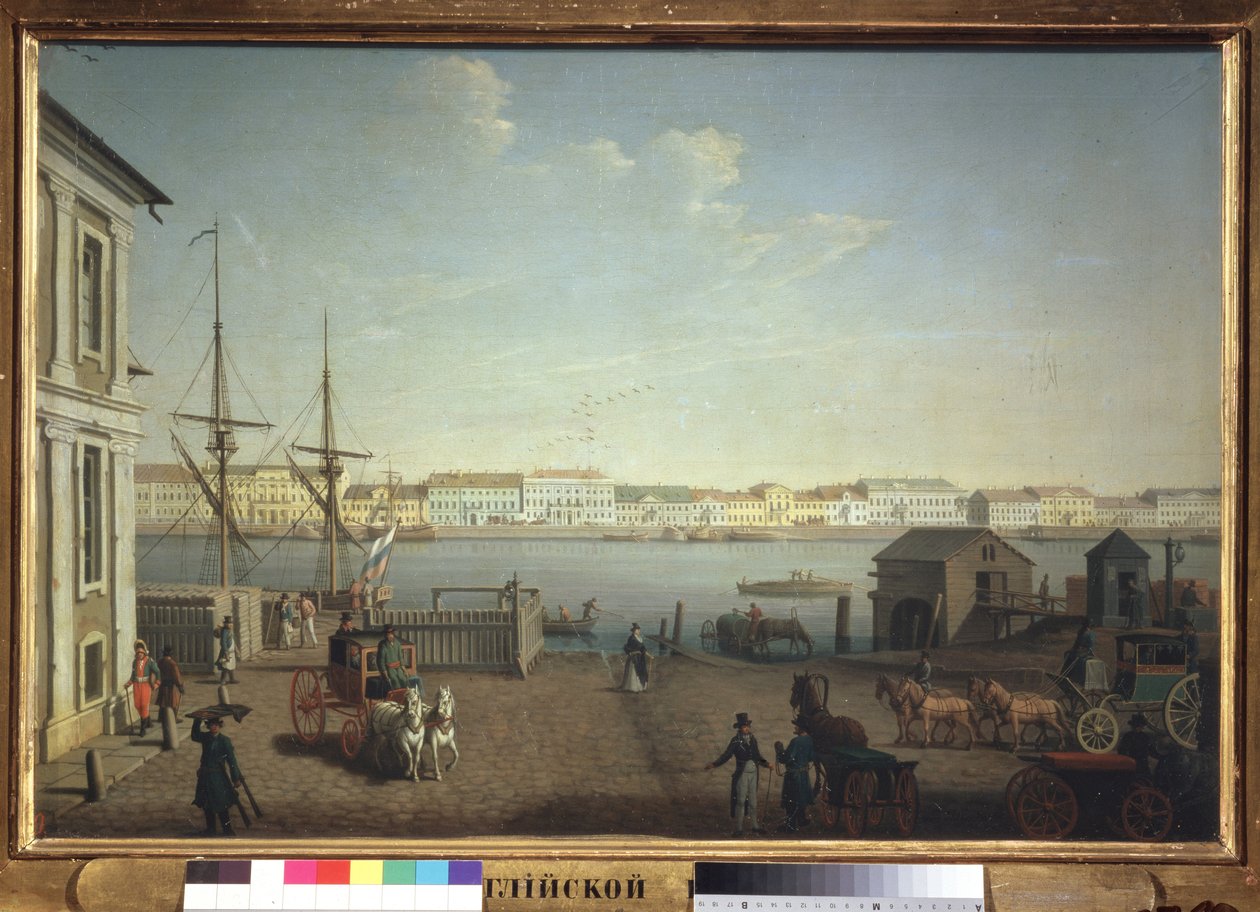 O cais inglês em São Petersburgo. Pintura de Benjamin Paterssen (1748-1815), óleo sobre tela, ca. 1790. Arte sueca de Benjamin Patersson