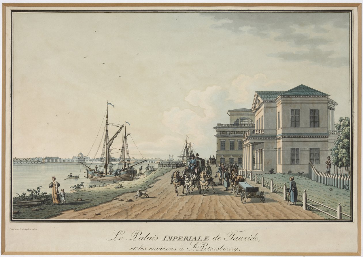 Vista do Palácio Tauride - Benjamin Paterssen (1748-1815). Gravura, aguarela, antes de 1806. Museu Estadual de História de São Petersburgo de Benjamin Patersson