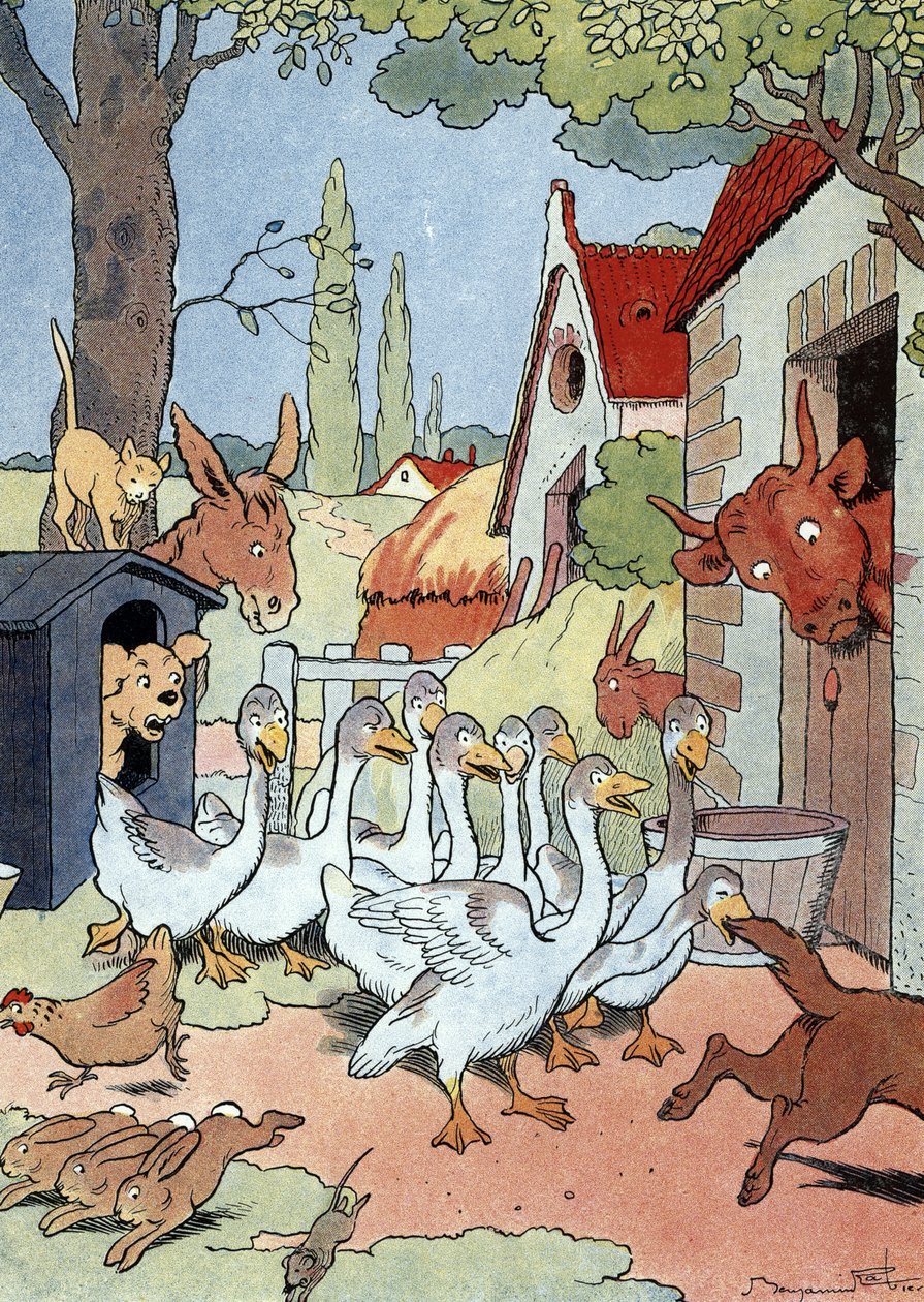Os gansos do Capitólio de Toulouse dão o alerta contra um ataque gaulês de Benjamin Rabier